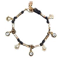 Evil Eye sieraden Armband, Zinc Alloy, Hamsa, gold plated, voor vrouw & glazuur, meer kleuren voor de keuze, nikkel, lood en cadmium vrij, Lengte Ca 7 inch, Verkocht door PC