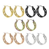 Mens acier inoxydable Hoop boucles d'oreilles, Acier inoxydable 304, bijoux de mode & pour femme & creux, plus de couleurs à choisir, 6x23mm, Vendu par paire