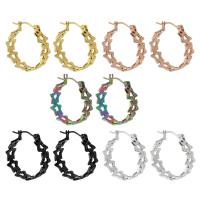 Mens pendiente de aro de acero inoxidable, acero inoxidable 304, Joyería & para mujer & hueco, más colores para la opción, 8x22mm, Vendido por Par