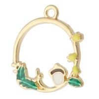 Zink legering emalje vedhæng, Zinc Alloy, guldfarve belagt, Unisex & hule, blandede farver, nikkel, bly & cadmium fri, 23x25x3mm, Hole:Ca. 2mm, Ca. 500pc'er/Bag, Solgt af Bag