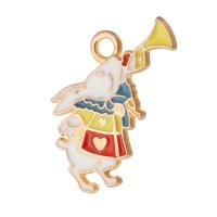 Zinc Alloy Enamel Pendants Rabbit gold color plated Unisex mixed colors nickel lead & cadmium free Approx 2mm Approx Sold By Bag