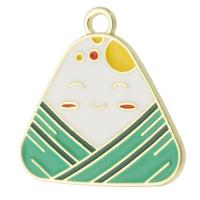 Zinc Alloy Enamel Pendants Rice Dumpling gold color plated Unisex green nickel lead & cadmium free Approx 2mm Approx Sold By Bag