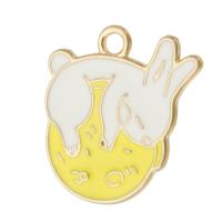 Zinc Alloy Enamel Pendants Rabbit gold color plated Unisex mixed colors nickel lead & cadmium free Approx 2mm Approx Sold By Bag