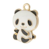 Zink legering emalje vedhæng, Zinc Alloy, Panda, guldfarve belagt, Unisex, hvid og sort, nikkel, bly & cadmium fri, 14x21x3.50mm, Hole:Ca. 2mm, Ca. 500pc'er/Bag, Solgt af Bag