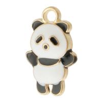 Přívěšek zinek slitiny, Panda, barva pozlacený, unisex & smalt, bílá a černá, nikl, olovo a kadmium zdarma, 11x18x3.50mm, Otvor:Cca 2mm, Cca 500PC/Bag, Prodáno By Bag