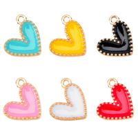 Zinc Alloy Enamel Pendants Heart gold color plated DIY nickel lead & cadmium free Sold By Bag