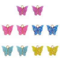 Akryl Vedhæng, Zinc Alloy, med Akryl, Butterfly, guldfarve belagt, du kan DIY, flere farver til valg, nikkel, bly & cadmium fri, 5-7mm, 90pc'er/Bag, Solgt af Bag