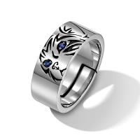 Žalvarinis Atidaryti Finger Ring, žmogui & su Kalnų krištolas, nikelio, švino ir kadmio nemokamai, 22x7.60mm, Pardavė PC