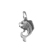 925 Sterling Silver Privjesak, Riba, srebro, 10.30x16.60x3.60mm, Rupa:Približno 4mm, Prodano By PC