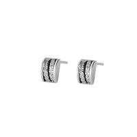 Cubic Zirconia micro pavimenta Sterling Silver Earring, 925 argento sterlina, placcato, Micro spianare cubic zirconia & per la donna & smalto, nessuno, 4x6.20mm, Venduto da coppia