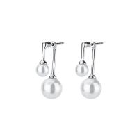 argent sterling 925 Dessin animé Split boucle d'oreille, avec Shell Pearl, Placage, poli & pour femme, plus de couleurs à choisir, 8x22mm, Vendu par paire