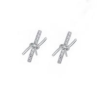 Cubic Zirconia micro pavimenta Sterling Silver Earring, 925 argento sterlina, placcato, lucidato & Micro spianare cubic zirconia & per la donna, nessuno, 5x12.50mm, Venduto da coppia