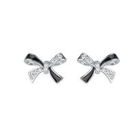 Cubic Zirconia micro pavimenta Sterling Silver Earring, 925 argento sterlina, Nodo di Cravatta, placcato, lucidato & per la donna & smalto, nessuno, 11.50x8.50mm, Venduto da coppia