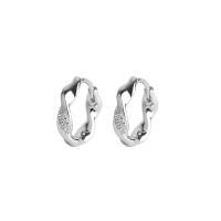 925 Sterling Silver Huggie Hoop Earring, plátáilte, snasta & micrea réiteach zirconia ciúbach & do bhean, dathanna níos mó le haghaidh rogha, 9x3mm, Díolta De réir Péire