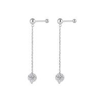 Cubic Zirconia Micro άνοιγαν Sterling Silver Σκουλαρίκι, 925 Sterling Silver, χρώμα επιπλατινωμένα, γυαλιστερό & μικρο ανοίξει κυβικά ζιρκονία & για τη γυναίκα, 46mm, Sold Με Ζεύγος