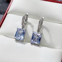 Zircon cubique ( CZ ) Boucles d'oreilles pendantes, laiton, Placage de couleur platine, pavé de micro zircon & pour femme, plus de couleurs à choisir, 8x25mm, Vendu par paire