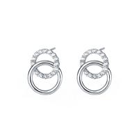 Cubic Zirconia micro pavimenta Sterling Silver Earring, 925 argento sterlina, placcato, lucidato & Micro spianare cubic zirconia & per la donna & cavo, nessuno, 13x17mm, Venduto da coppia