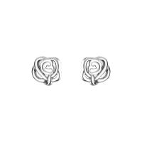 Sterling Silver Jewelry orecchino, 925 argento sterlina, Rose, placcato, per la donna & cavo, nessuno, 5x6mm, Venduto da coppia