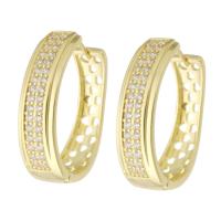 Cubic Zirconia Micro Pave Brass Earring Round gold color plated fashion jewelry & micro pave cubic zirconia & for woman golden Sold By Lot