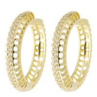 Cubic Zirconia Micro Pave Brass Earring Round gold color plated fashion jewelry & micro pave cubic zirconia & for woman golden Sold By Lot