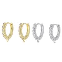 laiton Composants Hoop boucles d'oreilles, Placage, bijoux de mode & DIY & pavé de micro zircon & pour femme, plus de couleurs à choisir, 2.50x15x14.50mm, 10pairescouple/lot, Vendu par lot