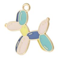 Zinc Alloy Enamel Pendants Dog gold color plated Unisex mixed colors nickel lead & cadmium free Approx 2mm Approx Sold By Bag