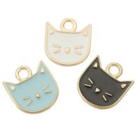 Zinc Alloy Enamel Pendants Cat gold color plated Unisex nickel lead & cadmium free Approx 2mm Approx Sold By Bag