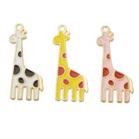 Zink-Legierung-Emaille-Anhänger, Zinklegierung, Giraffe, goldfarben plattiert, unisex, keine, frei von Nickel, Blei & Kadmium, 13x32x2mm, Bohrung:ca. 1mm, ca. 500PCs/Tasche, verkauft von Tasche