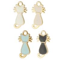 Zinc Alloy Enamel Pendants Cat gold color plated Unisex nickel lead & cadmium free Approx 2mm Approx Sold By Bag