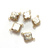 Pérolas de água doce conector, with cobre, Trevo de quatro folhas, cromado de cor dourada, DIY & tamanho diferente para a escolha & laço de 1/1, vendido por PC