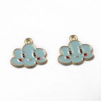 Zinc Alloy Enamel Pendants Cloud gold color plated DIY light blue nickel lead & cadmium free Sold By PC