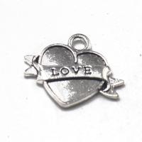 Pendentifs coeur en alliage de zinc, Plaqué de couleur d'argent, DIY, protéger l'environnement, sans nickel, plomb et cadmium, 25x21x2.80mm, Vendu par PC