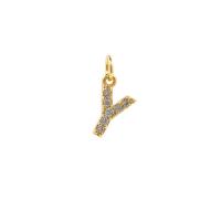 Zinc Alloy Rhinestone Pendler, Alfabet bogstav, guldfarve belagt, du kan DIY & forskellige stilarter for valg & med rhinestone, gylden, nikkel, bly & cadmium fri, 5mm, Solgt af PC