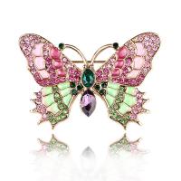 Rhinestone Broche, Zinc Alloy, Butterfly, mode smykker & for kvinde & med rhinestone, nikkel, bly & cadmium fri, 50x36mm, Solgt af PC