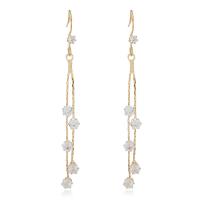 Fashion Fringe Boucles d'oreilles, laiton, Placage de couleur d'or, bijoux de mode & pour femme & avec strass, doré, protéger l'environnement, sans nickel, plomb et cadmium, 8x68mm, Vendu par paire