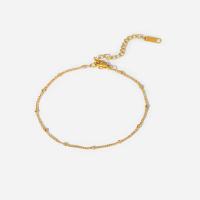 Partículas de acero pulsera tobillera, con 6.5cm extender cadena, Ajustable & Joyería & para mujer, dorado, 1mm, longitud 19 cm, Vendido por UD