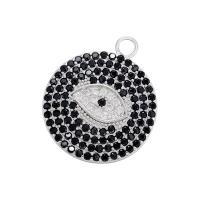 Cubic Zirconia Micro Pave Brass Pendant Flat Round plated micro pave cubic zirconia Sold By PC