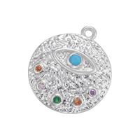 Rhinestone Brass Pendants Flat Round plated with rhinestone Sold By PC