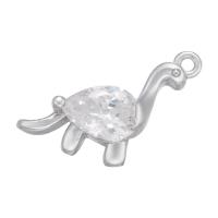 Messing hanger met micro-paved kubieke zirconia's, Dinosaurus, plated, verschillende stijlen voor de keuze & micro pave zirconia, meer kleuren voor de keuze, 14x8mm, Verkocht door PC