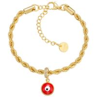 Evil Eye sieraden Armband, Messing, gold plated, voor vrouw & glazuur, meer kleuren voor de keuze, 170mm, Verkocht door PC