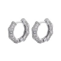 Orecchini cerchietti Hoop ottone, placcato, formato differente per scelta & Micro spianare cubic zirconia & per la donna, nessuno, Venduto da coppia