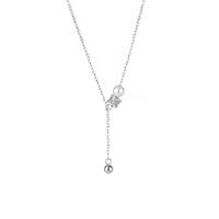 Zircon cubique Micro Pave collier en argent Sterling, argent sterling 925, avec Shell Pearl, avec 1.96 inch chaînes de rallonge, Placage, pavé de micro zircon & pour femme, plus de couleurs à choisir, Longueur Environ 15.74 pouce, Vendu par PC