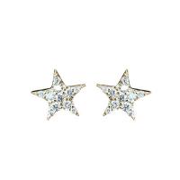 Kubik Zirkonium mikro bana Mässing Örhänge, Star, guldfärg pläterade, för kvinna & med strass, 12x12mm, Säljs av Par