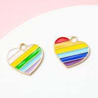 Zinc Alloy Enamel Pendants Heart gold color plated DIY nickel lead & cadmium free Sold By Bag