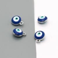 Evil Eye Riipukset, Sinkkiseos, tee-se-itse & emali, tummansininen, nikkeli, lyijy ja kadmium vapaa, 10x10mm, 10PC/laukku, Myymät laukku