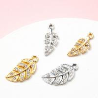 Zinc Alloy Rhinestone Pendants Leaf plated DIY & with rhinestone nickel lead & cadmium free Sold By Bag