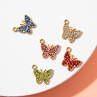 Zinc Alloy Rhinestone Pendants Butterfly plated DIY & with rhinestone nickel lead & cadmium free Sold By Bag