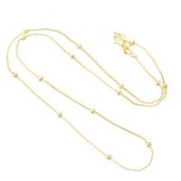 Chaîne collier en laiton, Placage de couleur d'or, bijoux de mode & DIY, doré, 2.50mm, Longueur 17.8 pouce, 50PC/sac, Vendu par sac