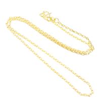 Brass Necklace Chain gold color plated fashion jewelry & DIY golden 1.50mm Length 18 Inch Sold By Bag