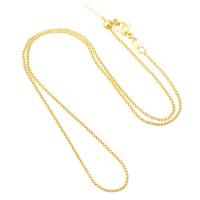 Chaîne collier en laiton, Placage de couleur d'or, bijoux de mode & DIY, doré, 1mm, Longueur 18 pouce, 50PC/sac, Vendu par sac